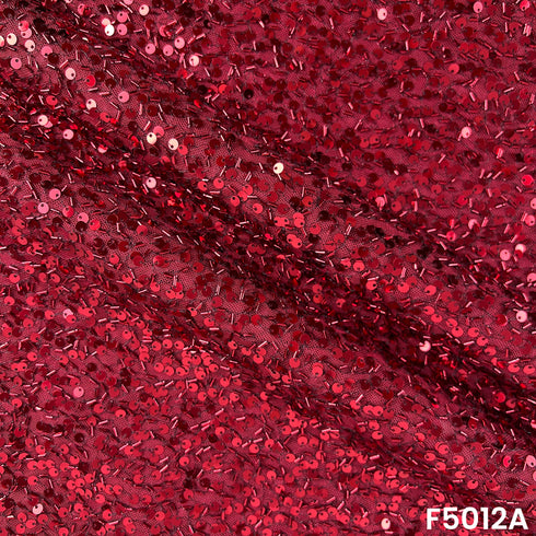 Cut Dana Sequins Embroidered Lycra Net Fabric-F5012